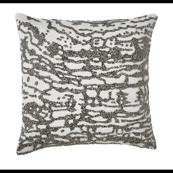 DONNA KARAN LUNA BEADED PLATINUM ACCENT PILLOW - Picture 1 of 6